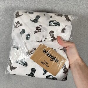 Wrangler Twin Sheet Set 2PC Western Cowboy Hats Boots Country Bedding NEW